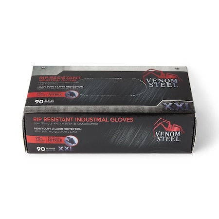 Medline Venom Steel Disposable Two-Layer Nitrile Gloves, Black/White, Size 2XL VEN6146NH