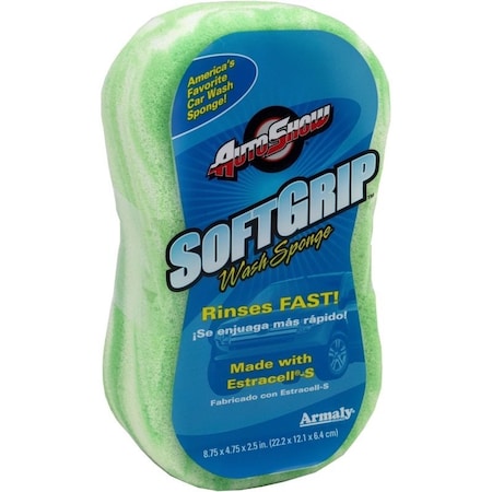 Acme Autoshow Soft-Grip Sponge, 8-3/4 in L, 4-3/4 in W, 2-7/8 in Thick, Polyester, Assorted 11802