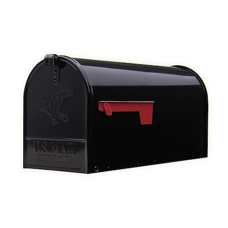 Solar Group Elite Classic Galvanized Steel Post Mount Black Mailbox E1600BAM