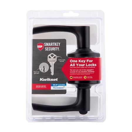 Kwikset Smartkey Security Matte Black Keyed Entry Lever KW1 1-3/4 in. 94050-705