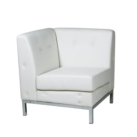 Osp Home Furnishings Wall Street  Corner Chair, White WST51C-W32