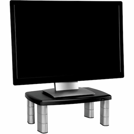 3M Adjustable Monitor Stand, Holds 40 Lb., Black/Silver MS80B