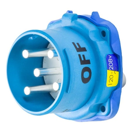 Meltric DR100 INLET POLY BLUE SIZE 4 TYPE 4X IP 69 3P+N+G 100 A 120/208 VAC 60 Hz NO AUX 31-68237-K16