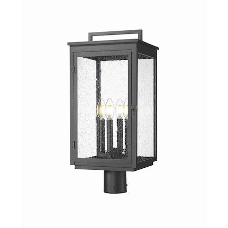 Z-Lite Hartwell 4-Light Outdoor Post Mount Fixture, 10 in W x 22.75 H, Sand Black 5019PHBR-BK