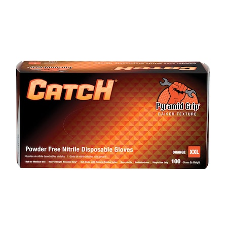 Safety Zone Nitrile Powder Free 9 mil Textured Gloves - Orange, 2XL - Case of 1000 CAT459