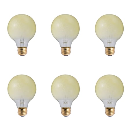 Bulbrite 40W Dimmable Amber Ice G25 Medium E26 Incandescent Bulb, 6PK 861006