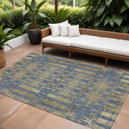 Homeroots 9' X 12' Blue Taupe And Beige Moroccan Washable Indoor Outdoor Area Rug 577191