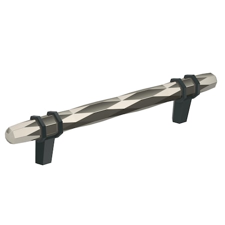Amerock London 5-1/16 in 128 mm Center-to-Center Polished Nickel/Black Bronze Cabinet Pull BP36649PNBBR