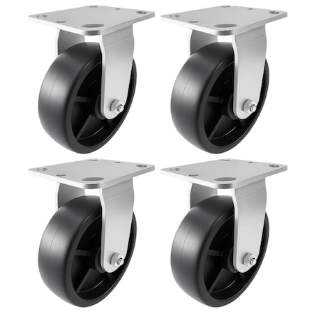Hyw Products Heavy Duty Caster Set 6in Plastic Wheels, 4 Rigid, 4PK 40-60R-A1-HP-4