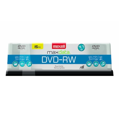 Maxell DVD+RW REWRITABLE 4.7GB UP TO 120 MIN RECORDING 15PK SPINDLE, 5PK 635117