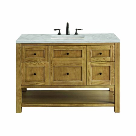 James Martin Vanities Breckenridge 48'' S Vanity, Light Natural Oak w/ Victorian Sil Top w/FreePower Wireless Charger 330-V48-LNO-FVSL