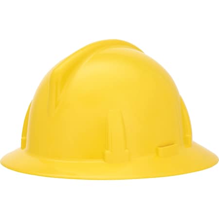 Msa Safety Incorporated Topgard Slotted Hat, Yellow, w/Fas-Trac III Suspension 475387