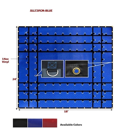 Mytee Products Super Light 14 Oz Steel Tarp 24x 18 - Blue SLLT3PCM-BLUE