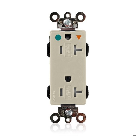 Leviton Straight Blade Receptacle, 5-20R, 20 A, 125V AC, Flush Mount, Isolated Ground MDT83-IGI