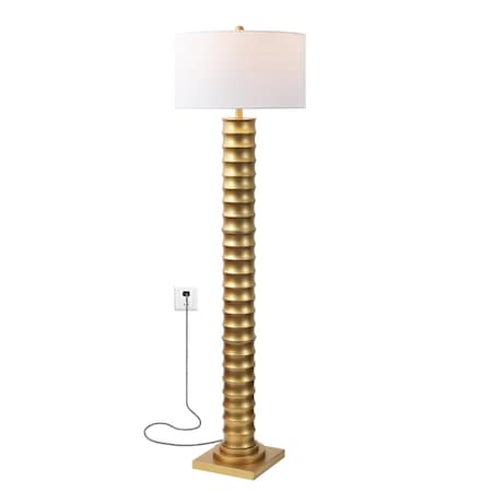 Jonathan Y Serena 63" Metal LED Floor Lamp, Gold Painting JYL4032A