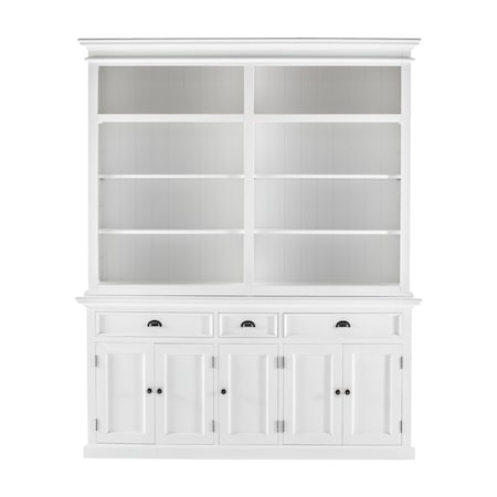 Homeroots 87" White Solid Wood Four Tier Bookcase 397120