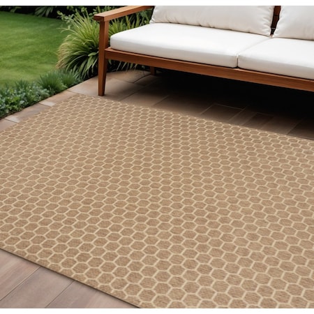 Homeroots 8' X 10' Natural And Beige Geometric Indoor Outdoor Area Rug 556330