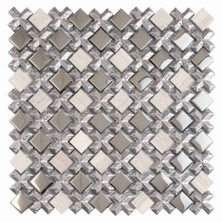 Apollo Tile Gray Beige 11 in x 11 in Glass, Resin, Stone Polished Wall Mosaic Tile 4.2 sqft/case, 5PK APLBDA88S7AA