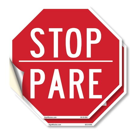 Signmission Stop Pare, 18 inch X 18 inch, Vinyl Decal, 2PK OC-D-2PACK-18-6