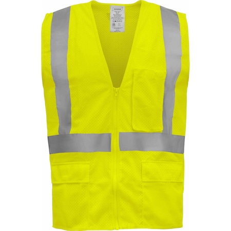 Ironwear Hi-Vis Safety Vest XL Class 2 , Zipper 5 Pockets 1284-LZ-XL