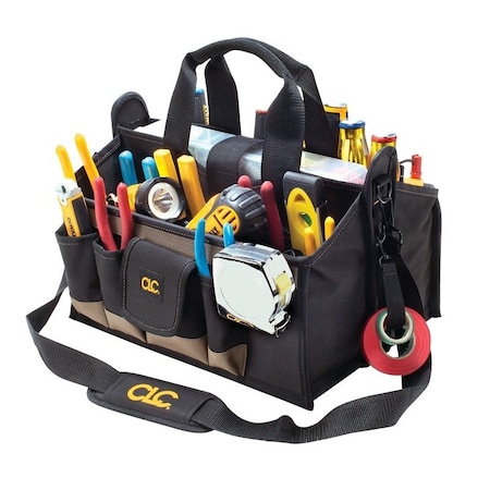Clc Tool Works Series Center Tray Tool Bag, 9 in W, 9 in D, 16 in H, 17-Pocket, Polyester 1529