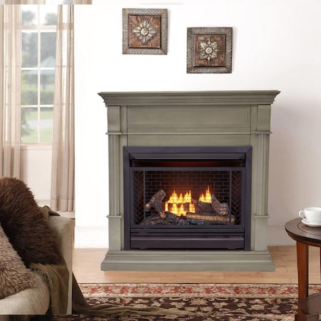 Bluegrass Living Vent Free Natural Gas Fireplace System, 26,000 BTU, Remote Control, Gray Finish B300RTN-2-GR
