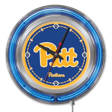 Holland Bar Stool Co University of Pittsburgh Double Neon 15" Clock (Pitt) Clk15Pittsb