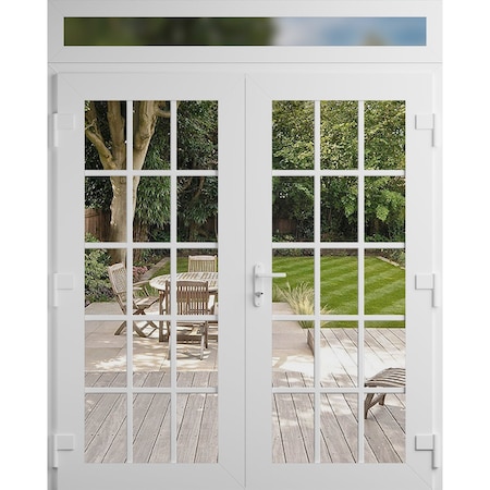 Vdomdoors Front Exterior Prehung Metal-Plastic Double Doors Clear Glass / MANUX 8151 White Silk / Office Comm MANUX8151DEXD-WS-W72xH80+16-LH-I
