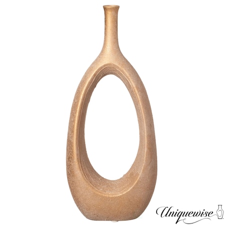 Uniquewise 18-inch Fiberglass Modern Bohemian Ornamental Oval Floor Vase with Open Center Home Decor, Small QI004839.S