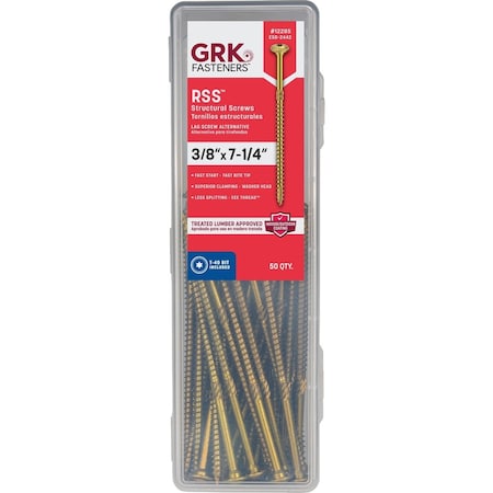 Grk Fasteners GRK RSS Rugged 3/8'' x 7-1/4'' Star Drive Washer-Head Structure Screw, 50 Ct. 12285