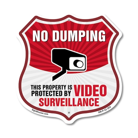 Signmission No Dumping Shield Sign This Property Is, 12 Inch X 12 Inch, Plastic Sign SHI-P-12-393