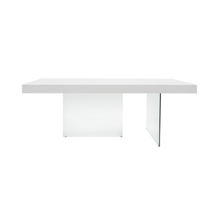 Homeroots 79" White And Clear Rectangular Manufactured Wood And Glass Dining Table 486030
