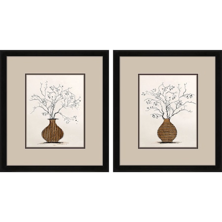 Homeroots Set Of Two Branches in Urn Black Framed Wall Art, 2PK 649305