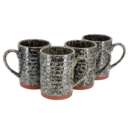 Gibson Home Terra Bella 4 Piece 18.5 Ounce Terracota Mug Set in Peacock Green 142962.01