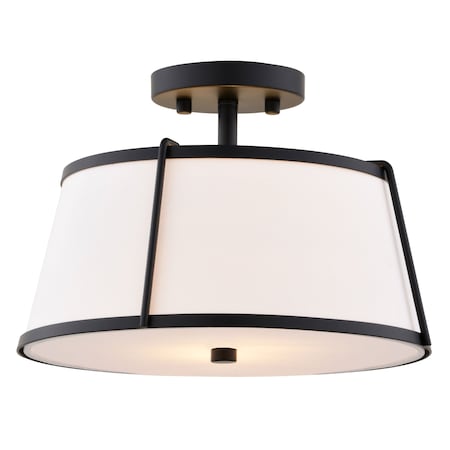 Vaxcel Marion 2-Light Black Mid-Century Modern Drum Semi Flush Mount Ceiling Fixture C0329