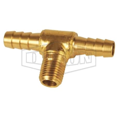 Dixon Tee Splicer, 1/4-18 x 3/8 in, MNPT x Hose Barb, Brass, Domestic 1790604C