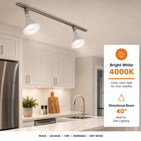 Euri Lighting PAR30 LED Bulbs, 10W, 900 lm, 75W Eq., 4000K, E26, Dimmable, CEC/JA8/UL, 2PK EP30-10W5040cec-2