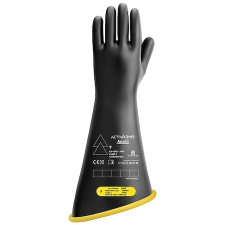 Ansell Electrical-Insulating Gloves, 17,000V AC, 25,500V DC, Natural Rubber Latex, 18 in Length, Size 11 RIG218YBCC