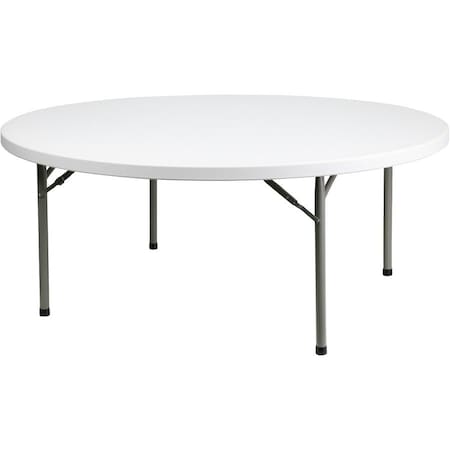 Flash Furniture Round Wh 72Rnd Plastic Fold Table, 71" W, 71" L, 29" H, Plastic Top, White DAD-YCZ-180R-GW-GG