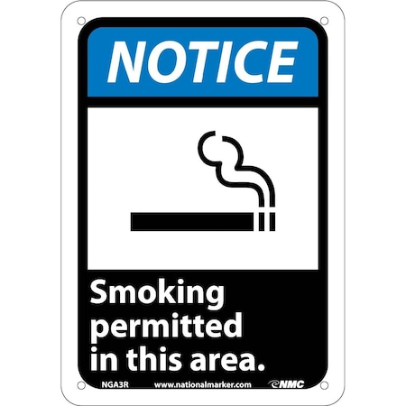 Nmc Notice Smoking Permitted In This Area Sign, NGA3R NGA3R