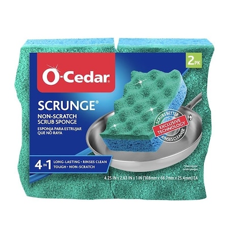 O-Cedar Medium-Duty Scrubber Sponge, 4-1/4 in L, 2.63 in W, Blue/Green 169431