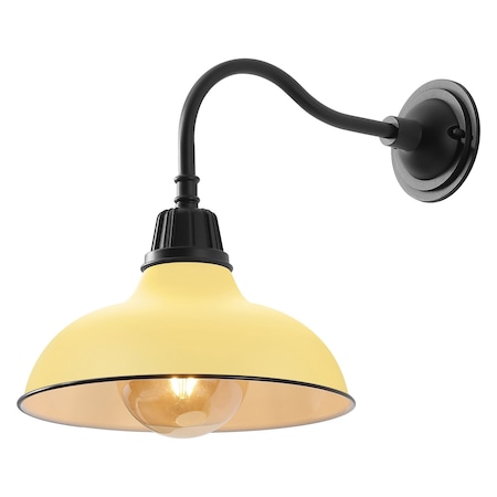 Jonathan Y Aurora 12.25" 1-Light Farmhouse Industrial Iron LED Gooseneck Arm Outdoor Sconce, Matte Yellow JYL7613H