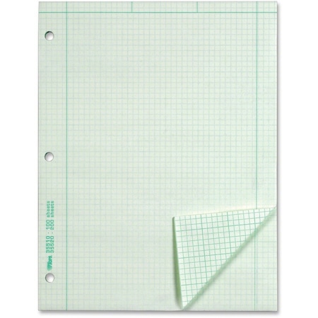 Tops Business Forms Engineering Computation Pad, 8-1/2x11, 3-Hole, 16 Lb. Green Bond, 100 Sheets/Pad 35510