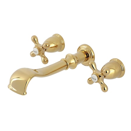 Kingston Brass Two-Handle Wall Mount Tub Faucet, Polished Brass KS5022AX