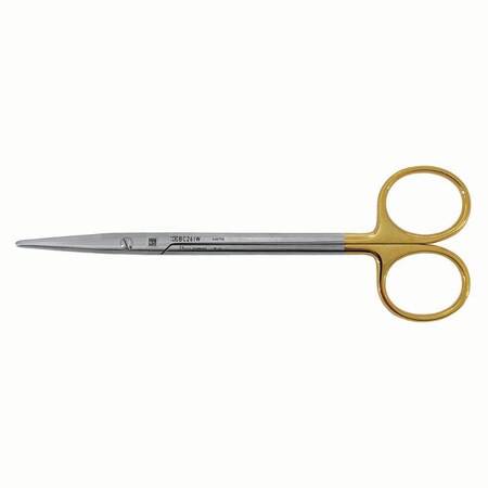Jorgensen Laboratories Aesculap Metzenbaum Scissors, Tungsten Carbide Inserts, Gold-plated Rings, Curved 5 1/2" J0662C