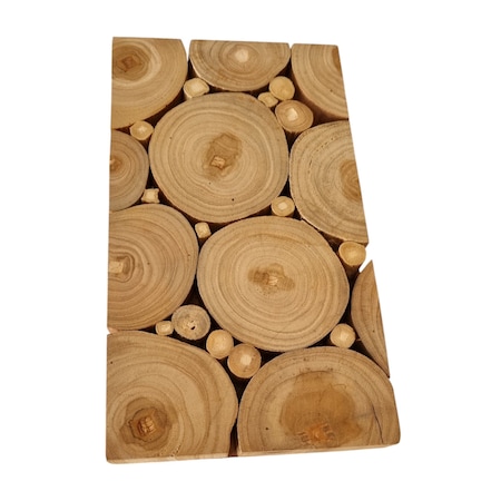 Homeroots Natural Tree Stump Slice Teak Reclaimed Wood Decorative Wall Panels 617484