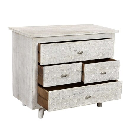 Homeroots 30" White Four Drawer Nightstand 488763