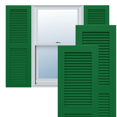 Ekena Millwork True Fit PVC Two Equal Louver Shutters, Viridian Green, 12W x 25H, PR TFP101LVF12X025HG