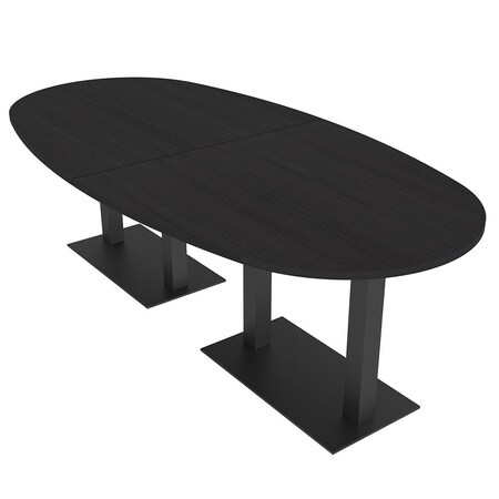 Skutchi Designs Boval Conference Table With Power Unit, 48 in W, 96 in L, Black HAR-BOVL-48X96-DOU.BK-U999ST19-NA