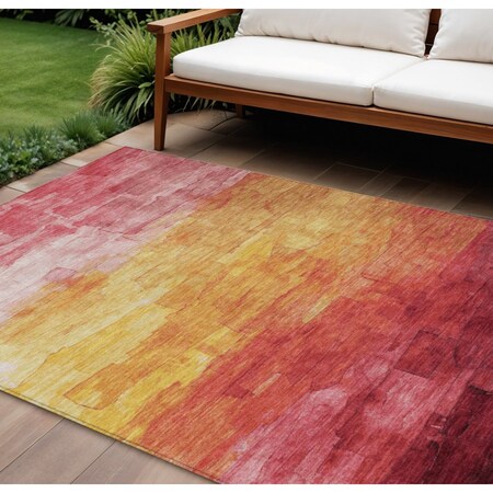 Homeroots 9' X 12' Blush And Pink Striped Washable Indoor Outdoor Area Rug 610875